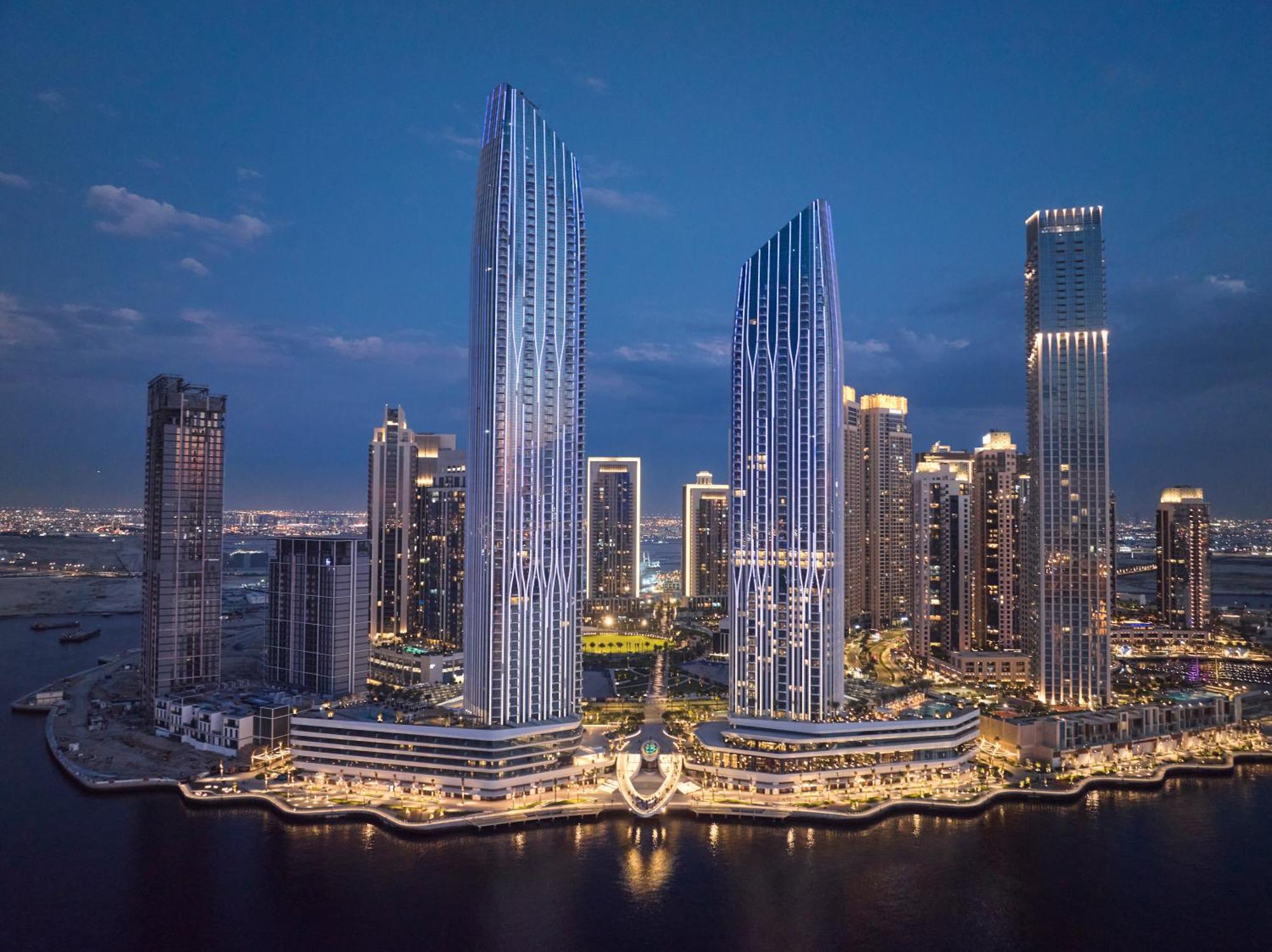 Address Creek Harbour Otel Dubai Dış mekan fotoğraf The complex at night